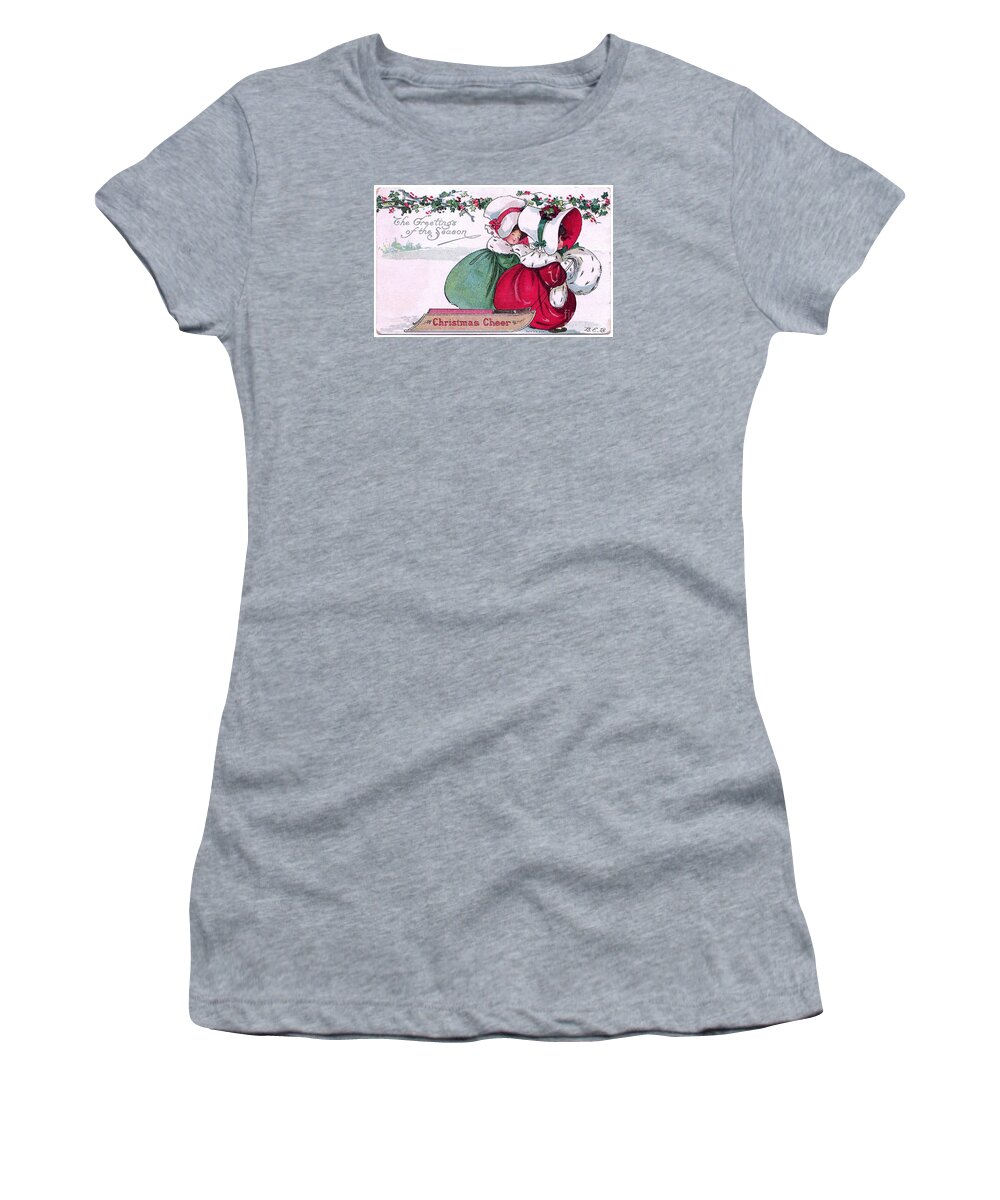 Christmas Women's T-Shirt featuring the painting Christmas Cheer vintage by Vintage Collectables