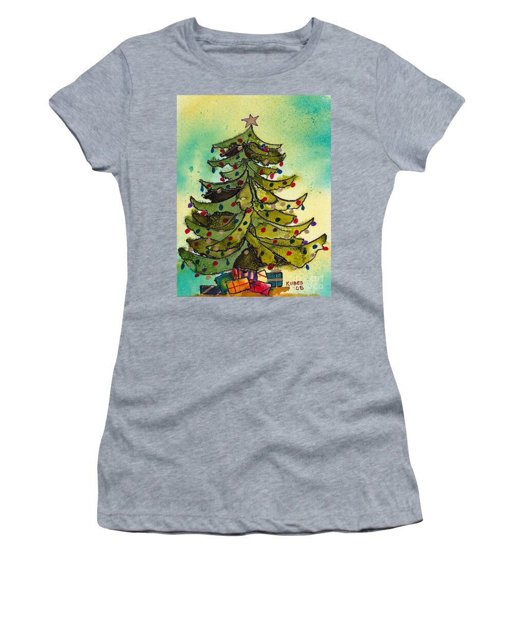 Christmas Women's T-Shirt featuring the painting Christmas Morning 2008 by Susan Kubes