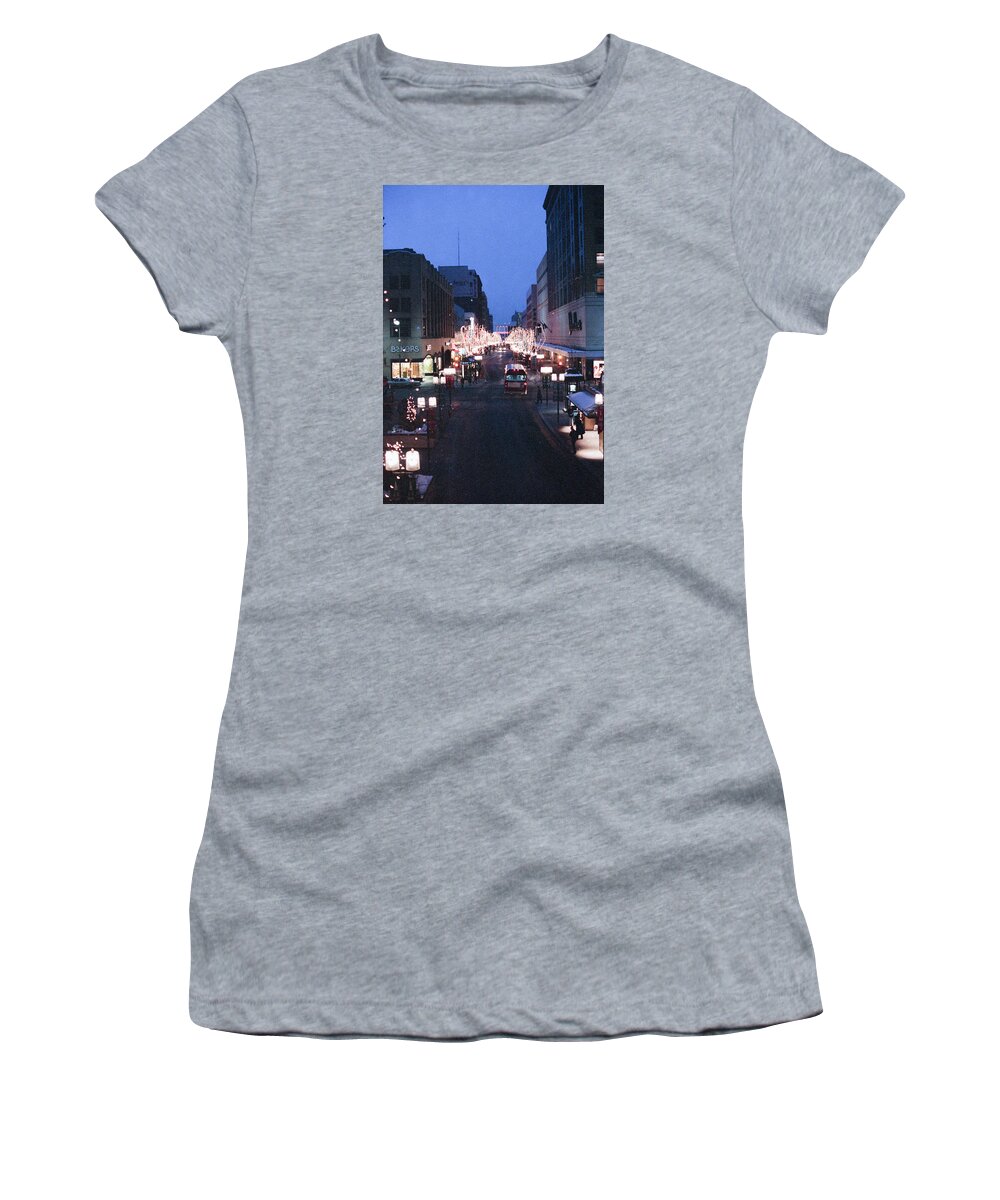 Book Work Women's T-Shirt featuring the photograph Christmas on the Mall by Mike Evangelist