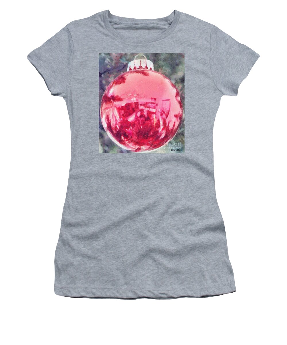 Christmas Women's T-Shirt featuring the painting Christmas Reflected by Jeffrey Kolker