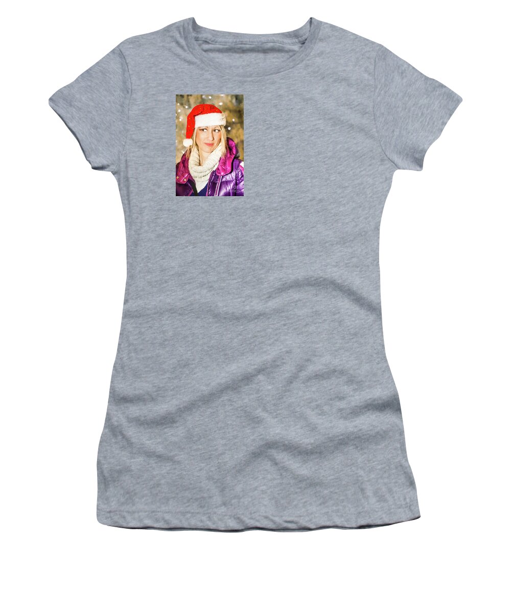 Merry Christmas Women's T-Shirt featuring the photograph Christmas Santa Woman by Benny Marty