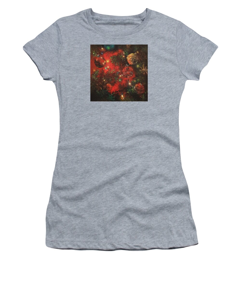 Christmas Women's T-Shirt featuring the painting Christmas Sparkle by Tom Shropshire