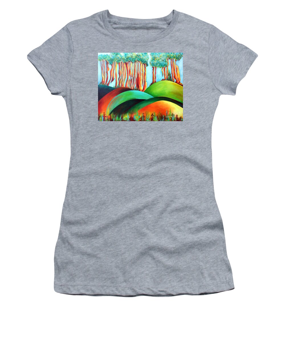Landscape Women's T-Shirt featuring the painting Forest Waltz by Elizabeth Fontaine-Barr