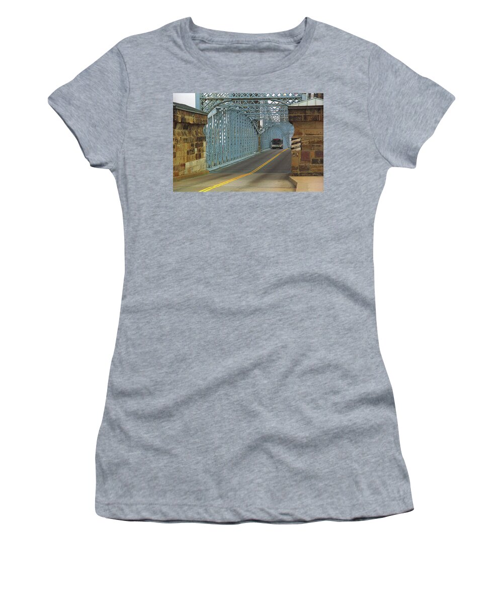 Arches Women's T-Shirt featuring the photograph Cincinnati - Roebling Bridge 1 by Frank Romeo