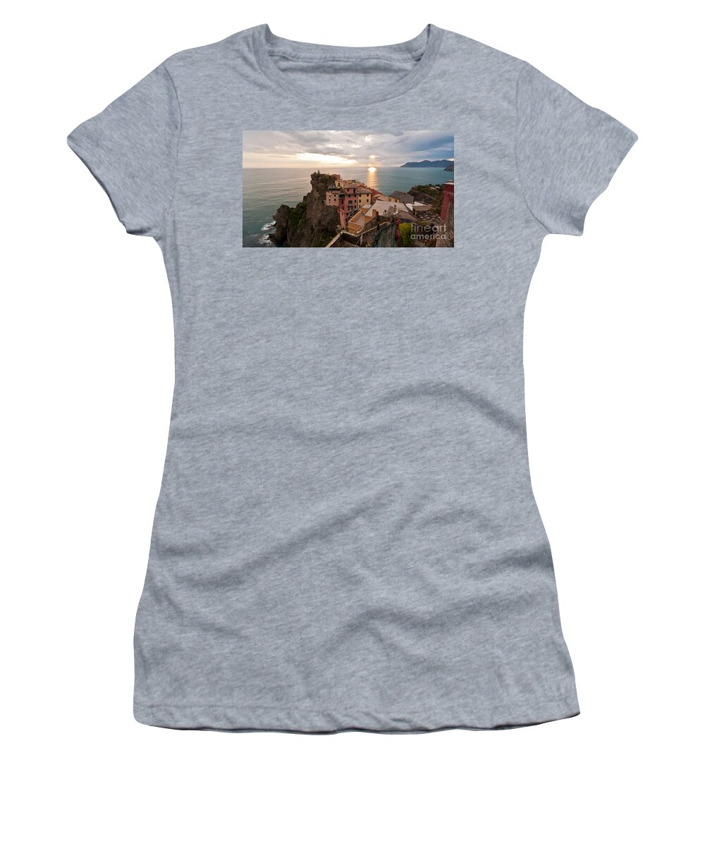 Manarola Women's T-Shirt featuring the photograph Cinque Terre Tranquility by Mike Reid