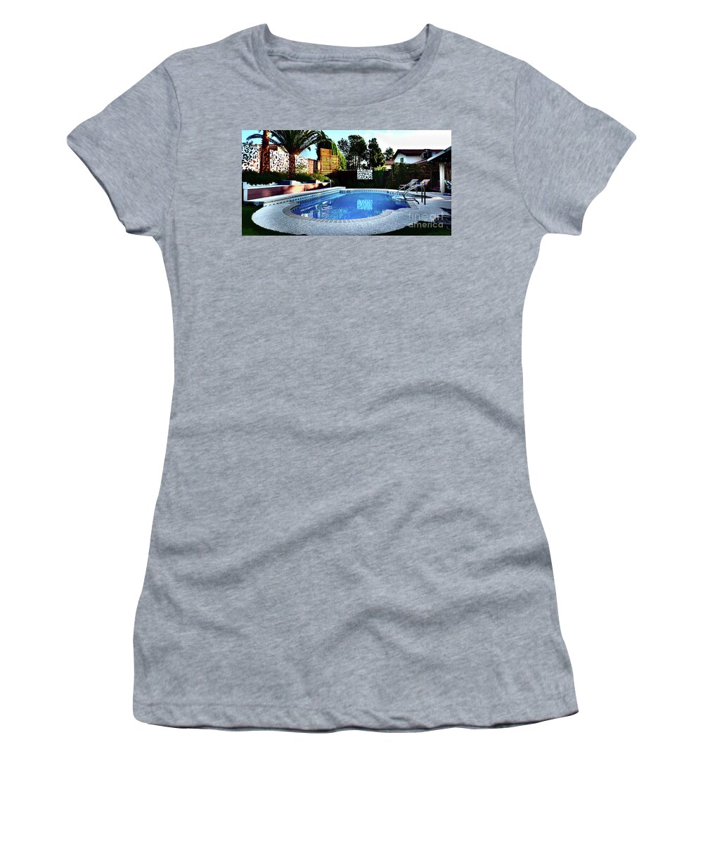  Women's T-Shirt featuring the digital art Cisco Lane Pool by Darcy Dietrich