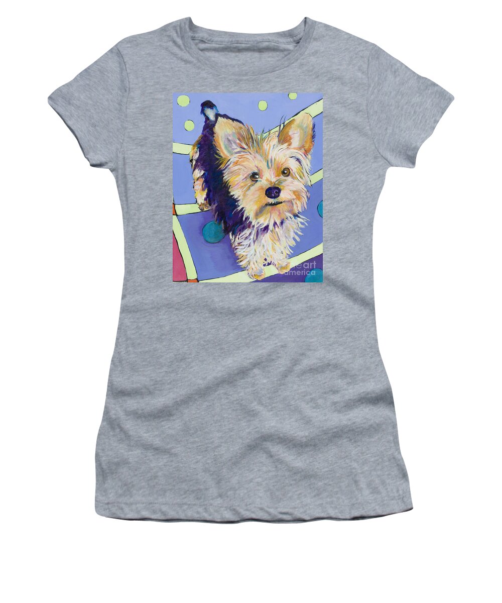  Pet Portraits Women's T-Shirt featuring the painting Claire by Pat Saunders-White