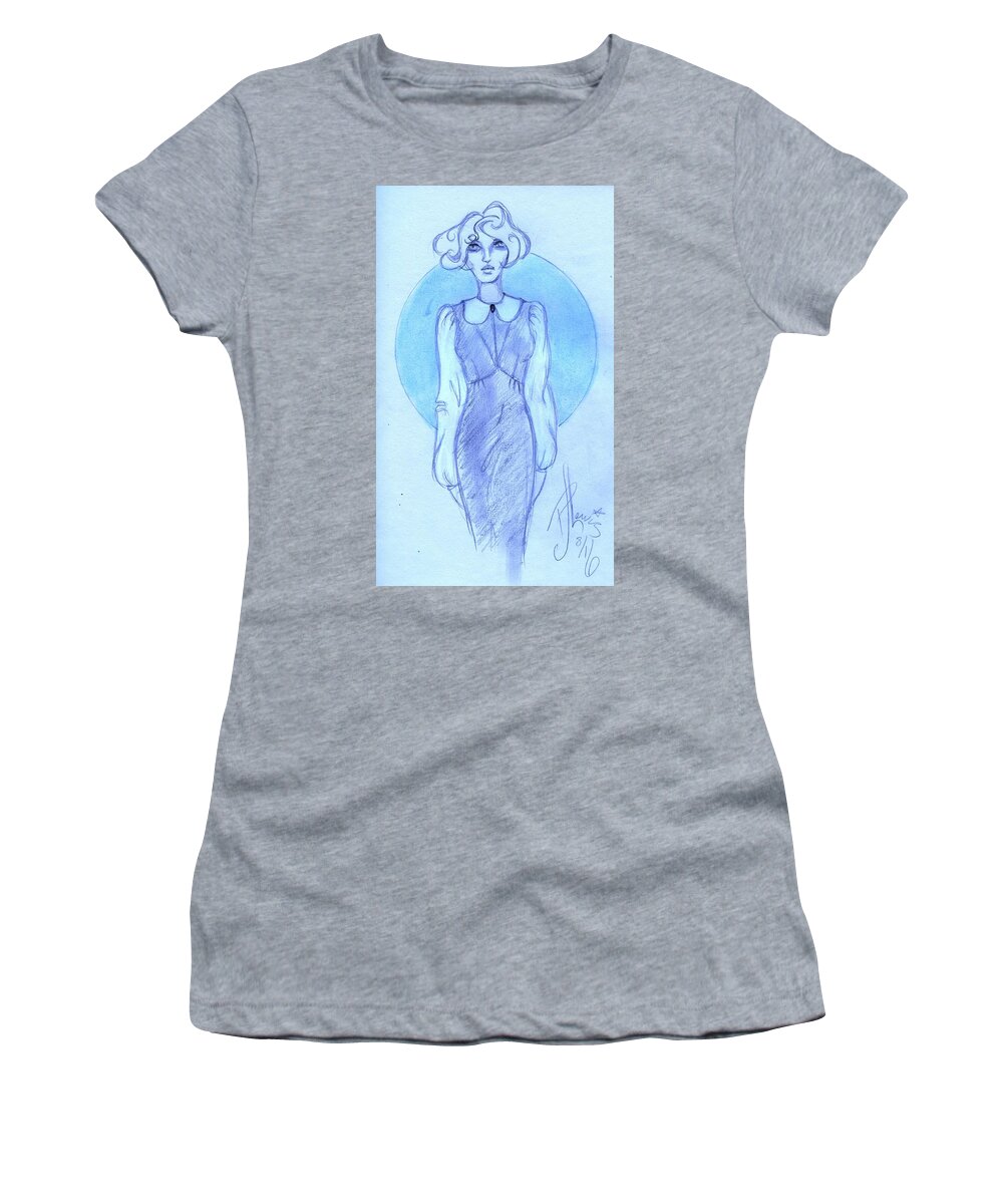 Fashion Women's T-Shirt featuring the drawing Classic Fitted Jumper by PJ Lewis