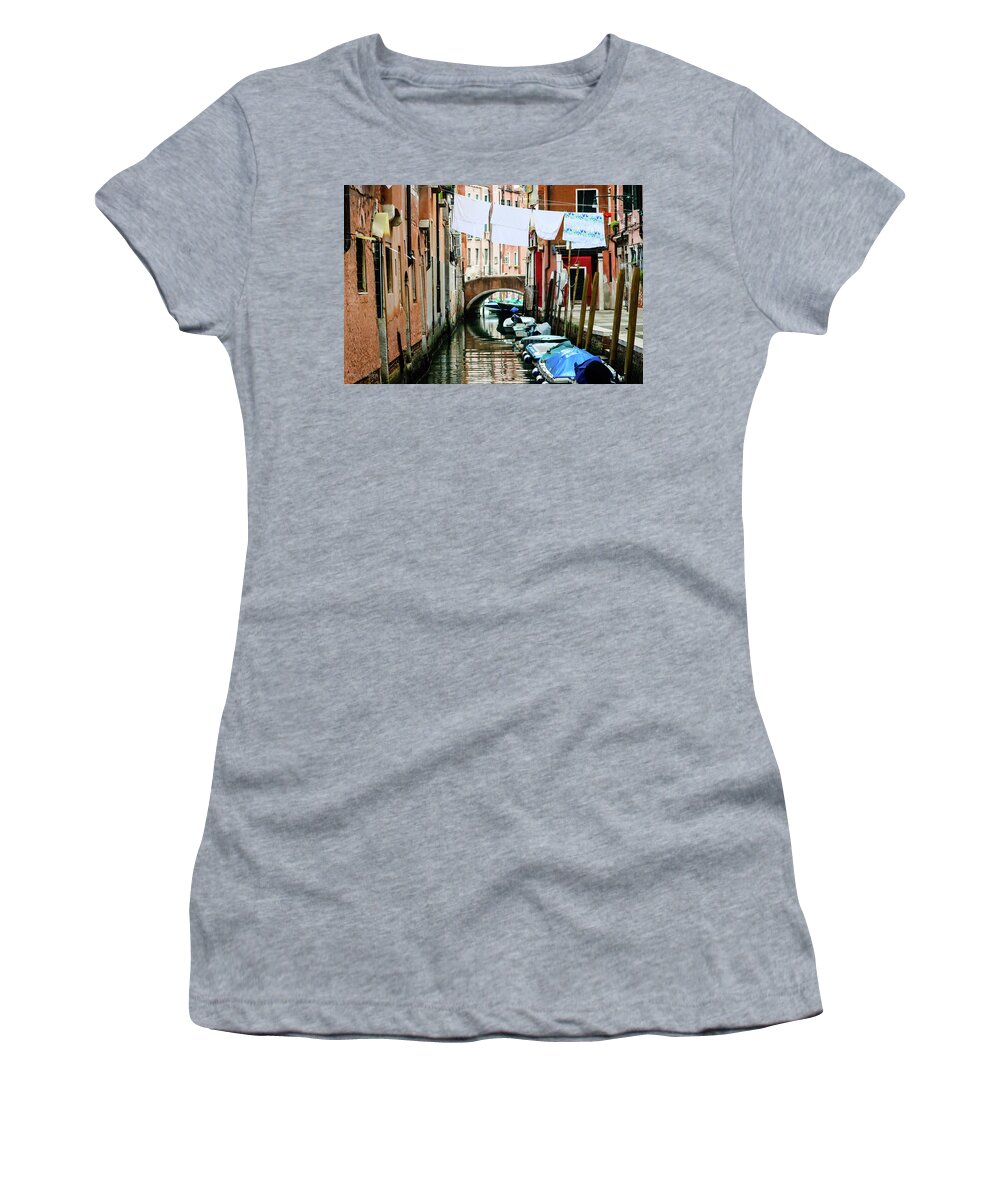 Venice Women's T-Shirt featuring the photograph Clean Laundry, Venice, Italy by Aashish Vaidya