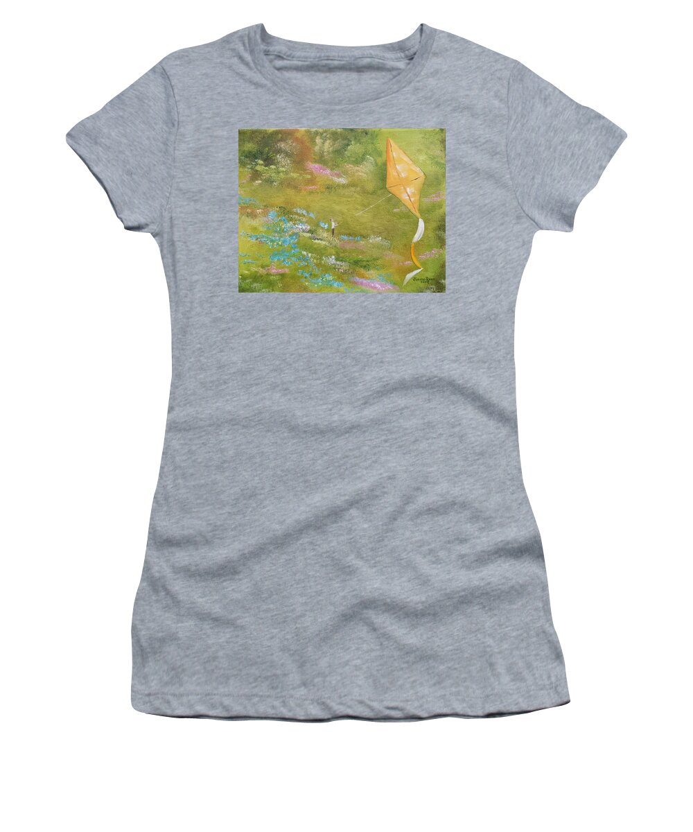 Kite Women's T-Shirt featuring the painting Clear Air Flight by Judith Rhue