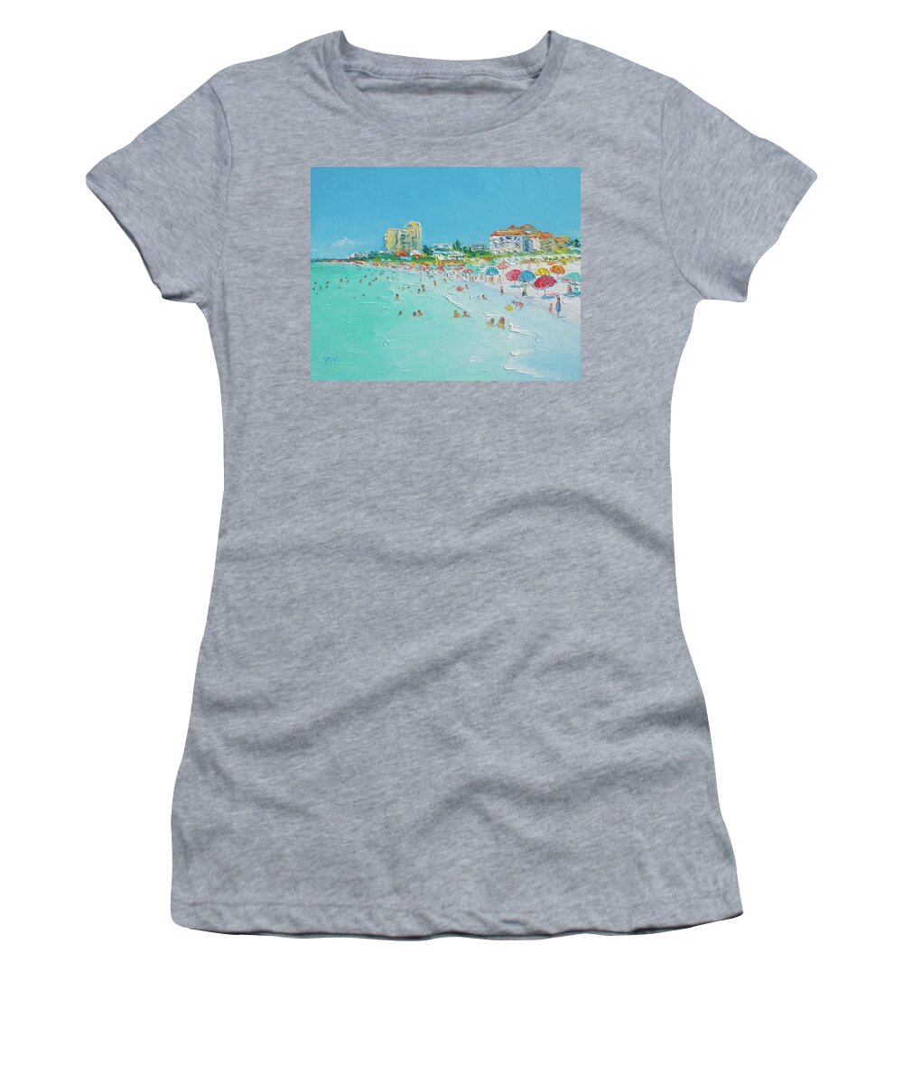 Beach Women's T-Shirt featuring the painting Clearwater Beach Florida by Jan Matson