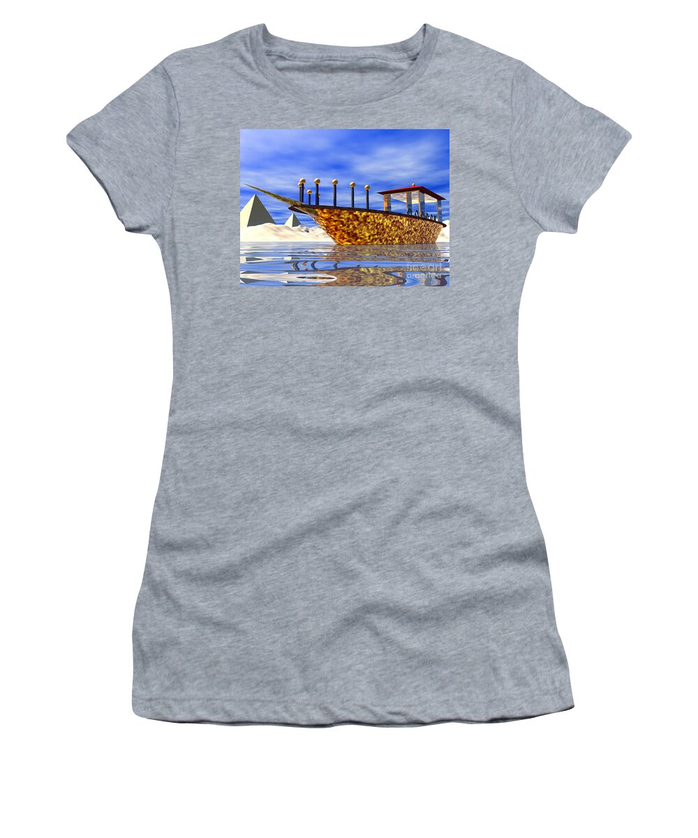 Cleopatra Women's T-Shirt featuring the digital art Cleopatra's Barge by Nicholas Burningham