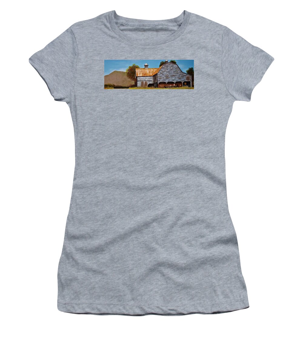 Barn Women's T-Shirt featuring the painting Cline Barn by Jim Harris