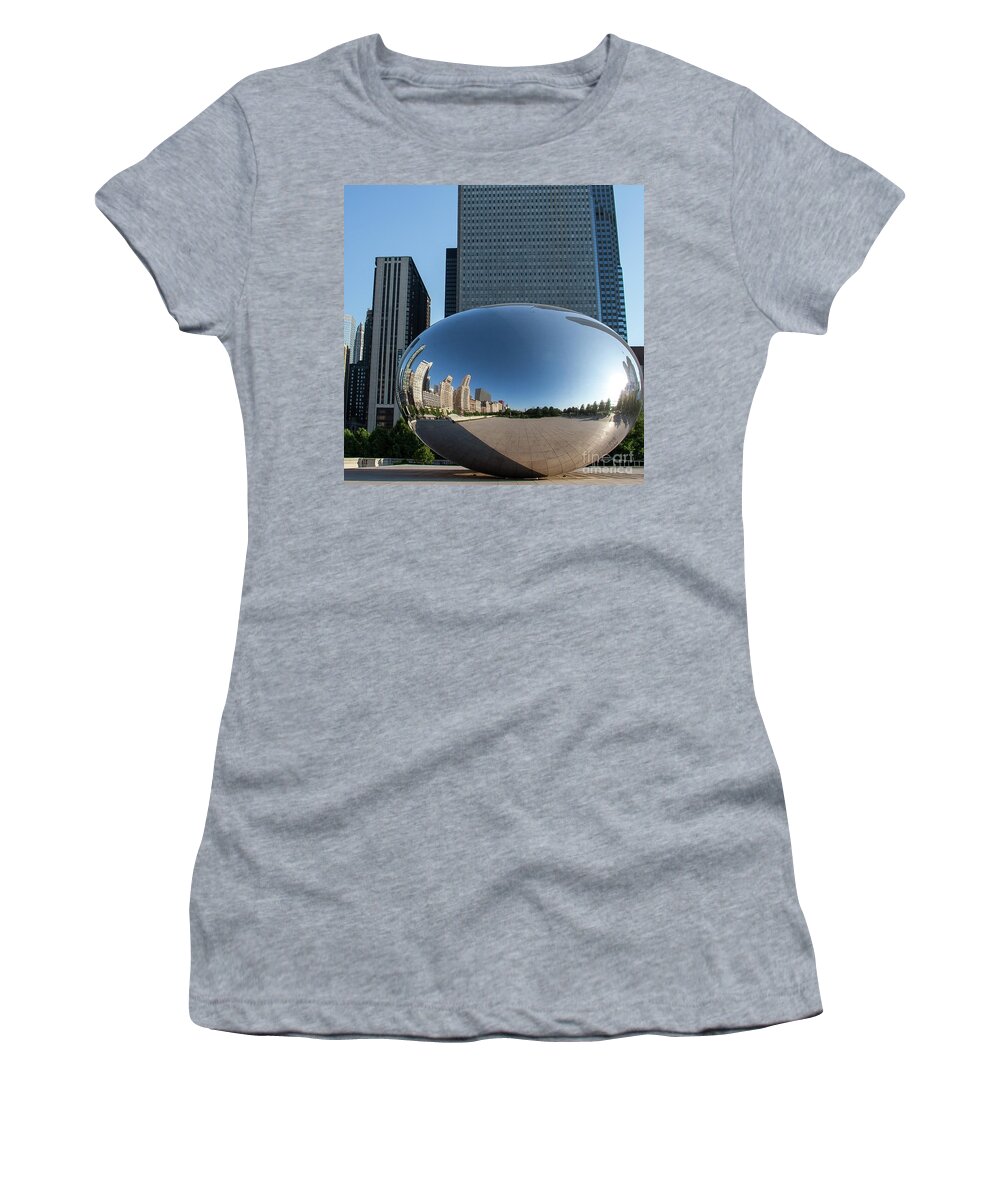 Bean Women's T-Shirt featuring the photograph Cloudgate Reflects by David Levin