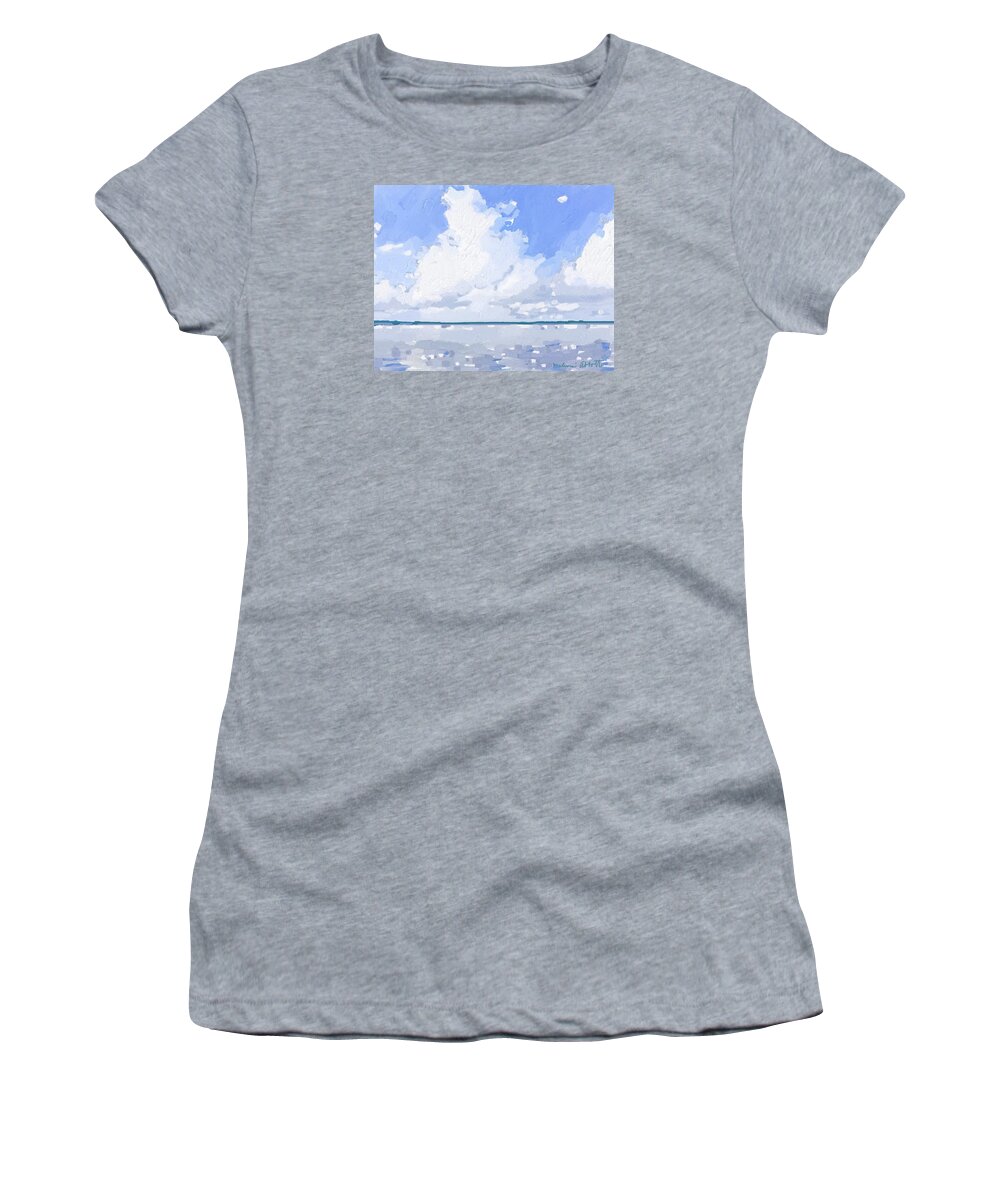 Clouds Women's T-Shirt featuring the painting Clouds over Banana River, Merritt Island, Fl by Melissa Abbott