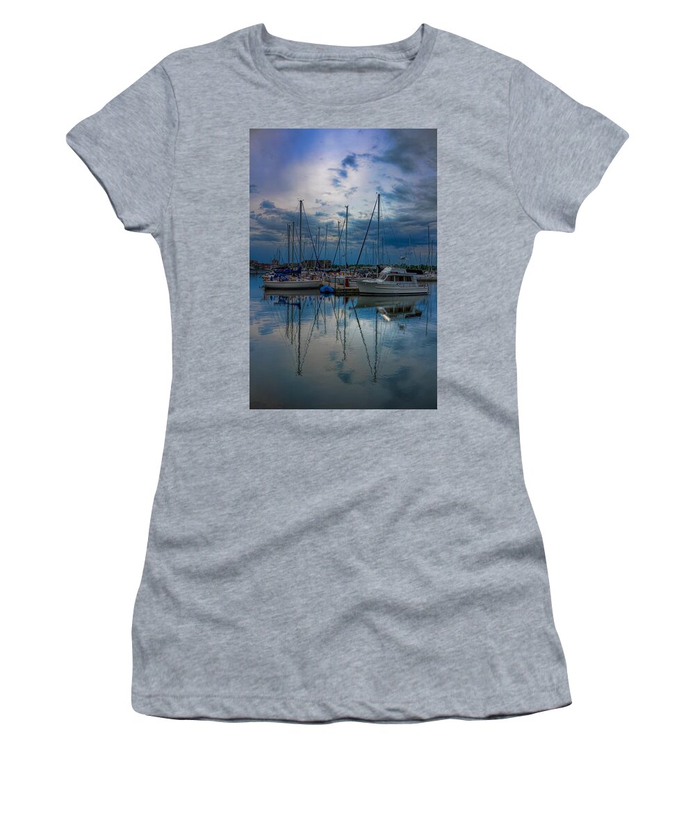 Weather Women's T-Shirt featuring the photograph Cloudy Afternoon at Reefpoint Marina by Dale Kauzlaric