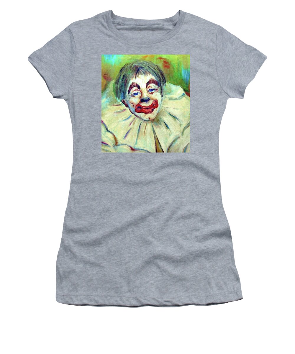 Clown Women's T-Shirt featuring the painting Clown by Mary Krupa by Bernadette Krupa