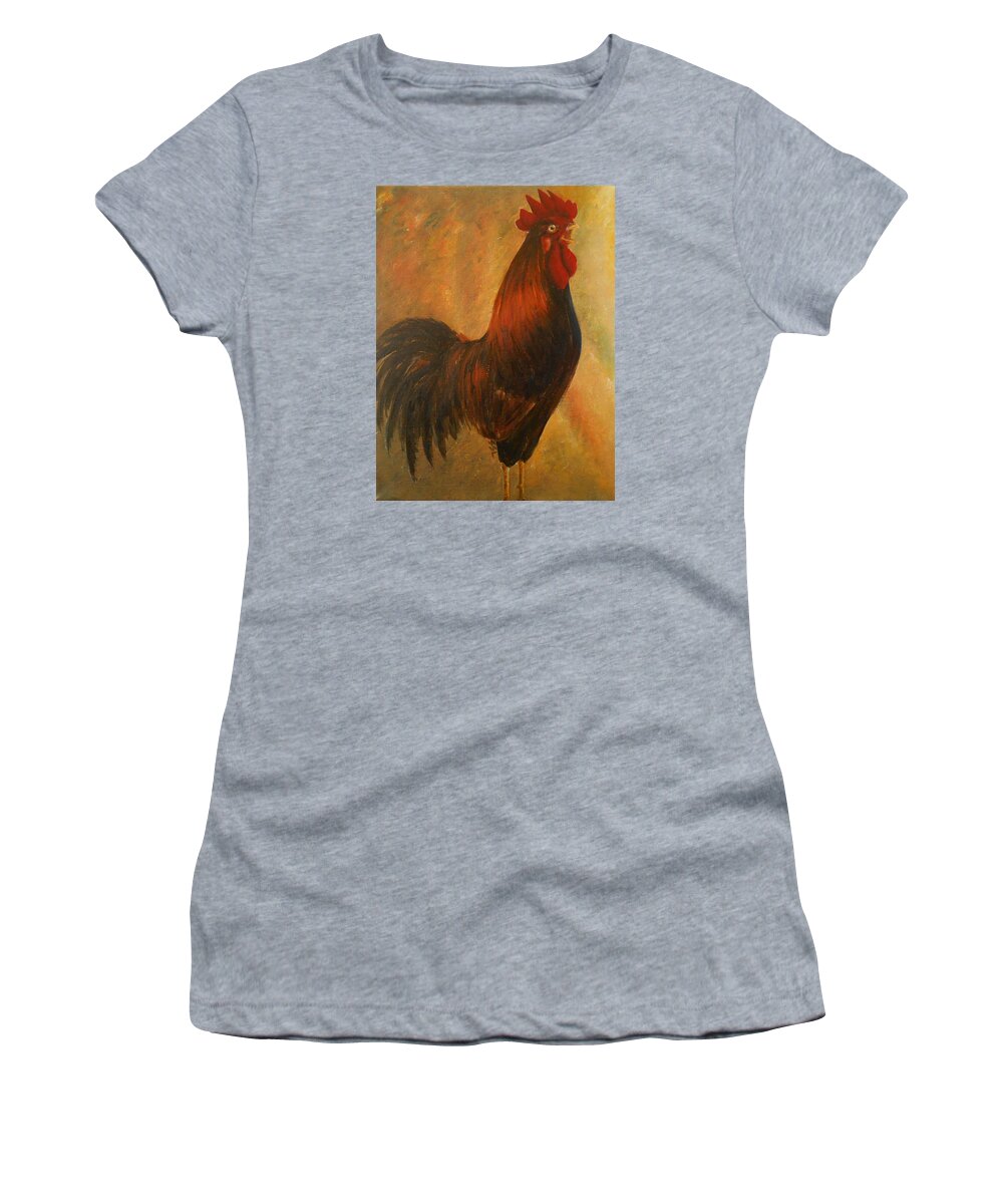 Portrait Women's T-Shirt featuring the painting Cock A Doodle Doo by Jane See