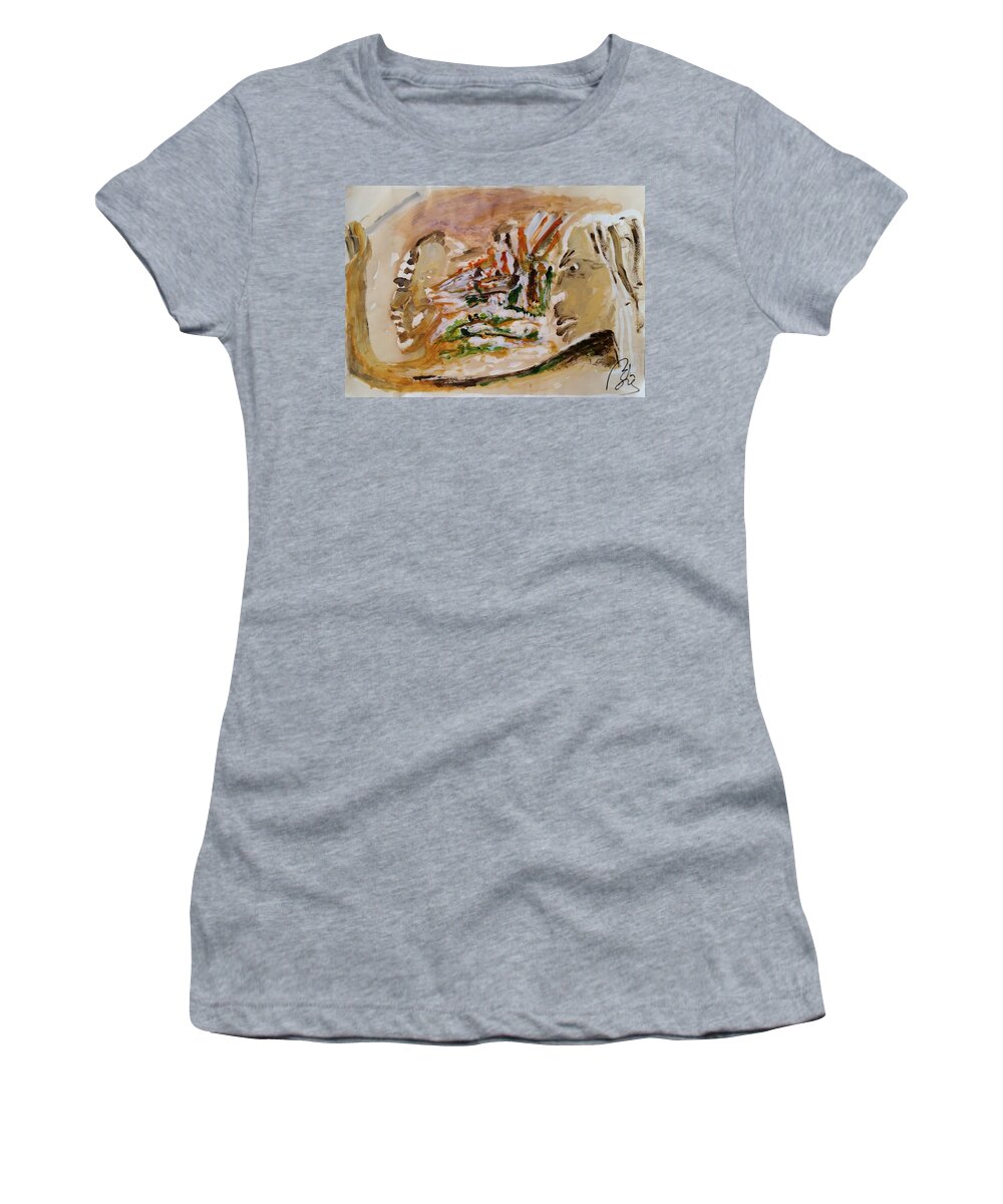 Past Women's T-Shirt featuring the painting Coffee Papers. Sketch I Memories are the key not to the past by Bachmors Artist