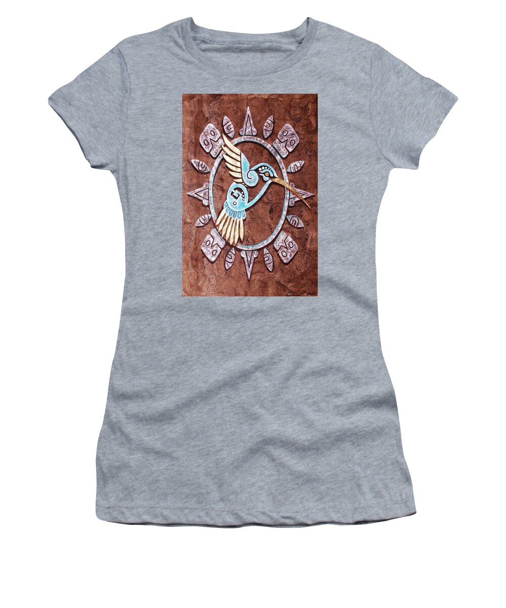 Colibri Women's T-Shirt featuring the painting M A Y A N  . C O L I B R I by J U A N - O A X A C A