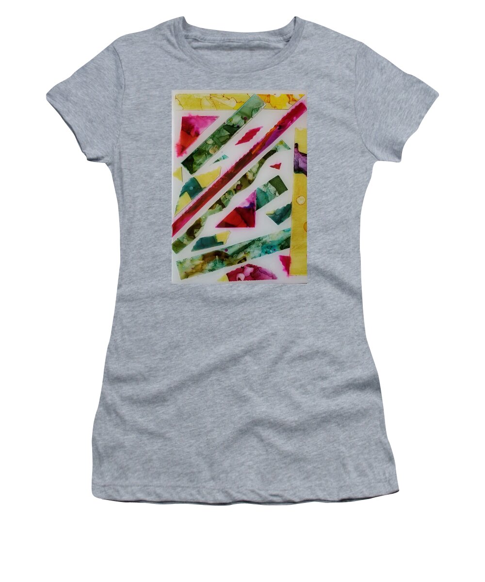 Alcohol Ink Abstract Collage Painting. Women's T-Shirt featuring the painting Collage by Donna Perry