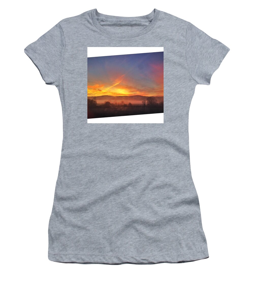 Beautiful Women's T-Shirt featuring the photograph #college #sunrise #slant #crop #sun by Tai Lacroix