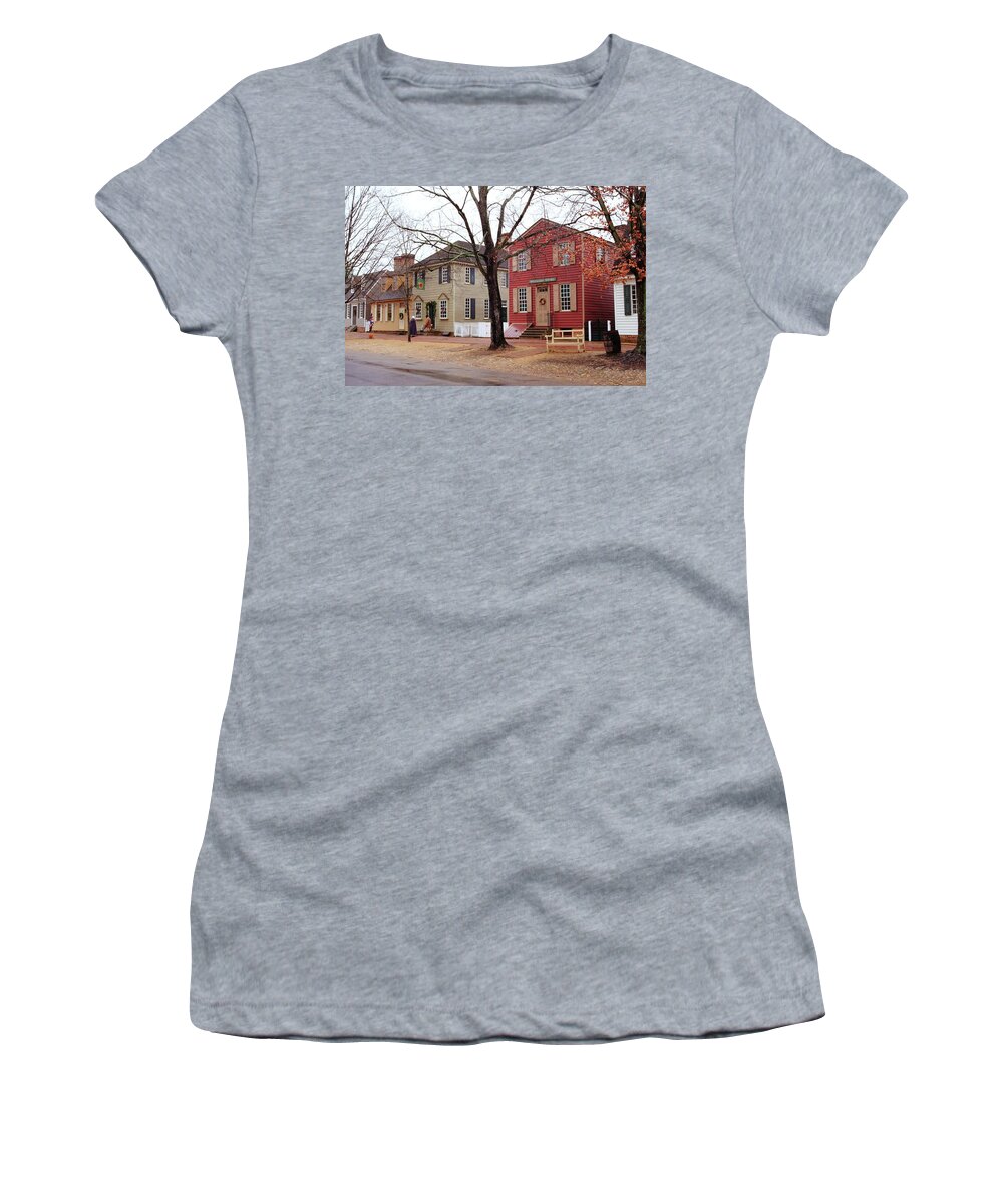 American Women's T-Shirt featuring the photograph Colonial Shops by Lou Ford