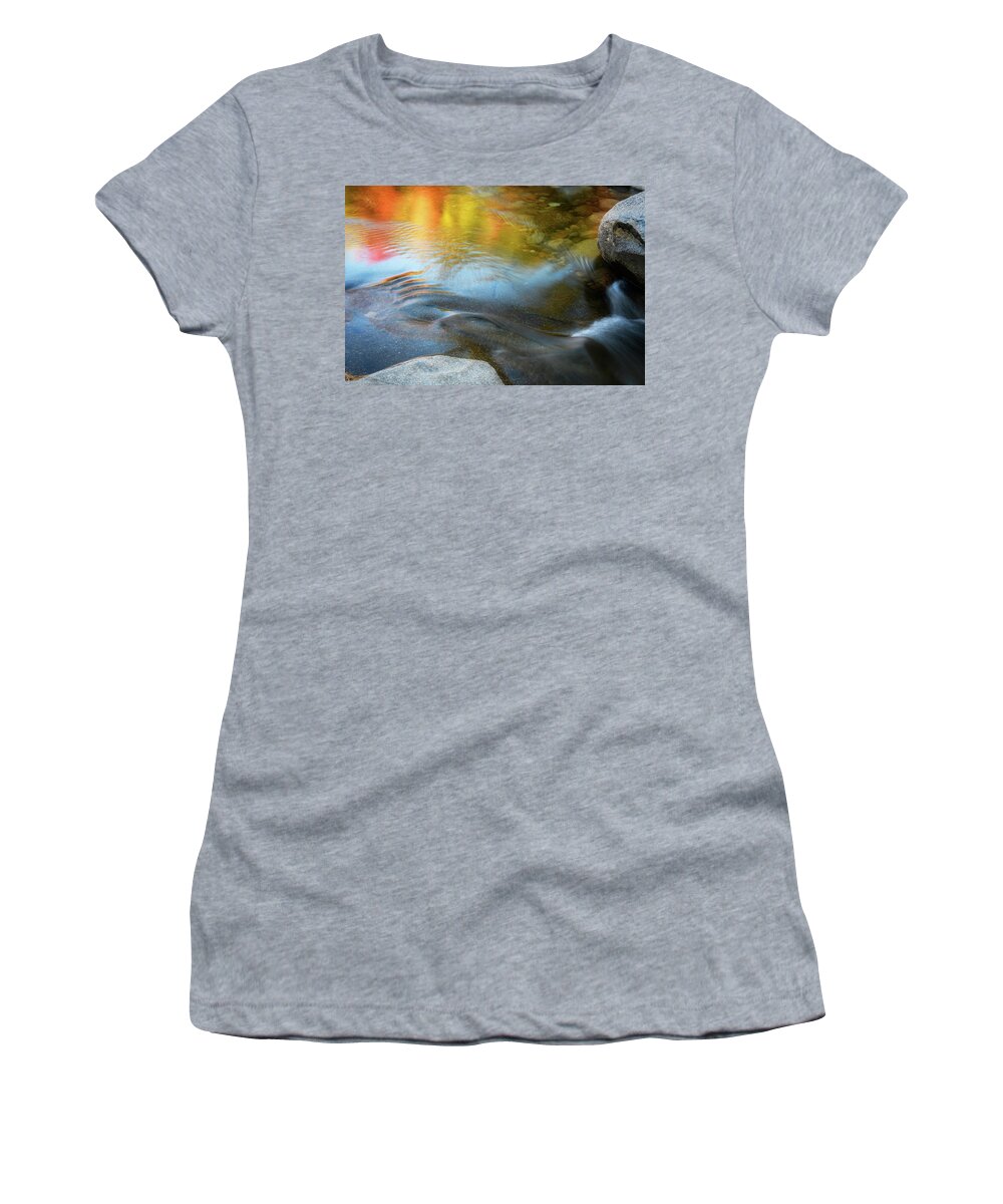 Fall Reflection Women's T-Shirt featuring the photograph Color On The Swift River NH by Michael Hubley