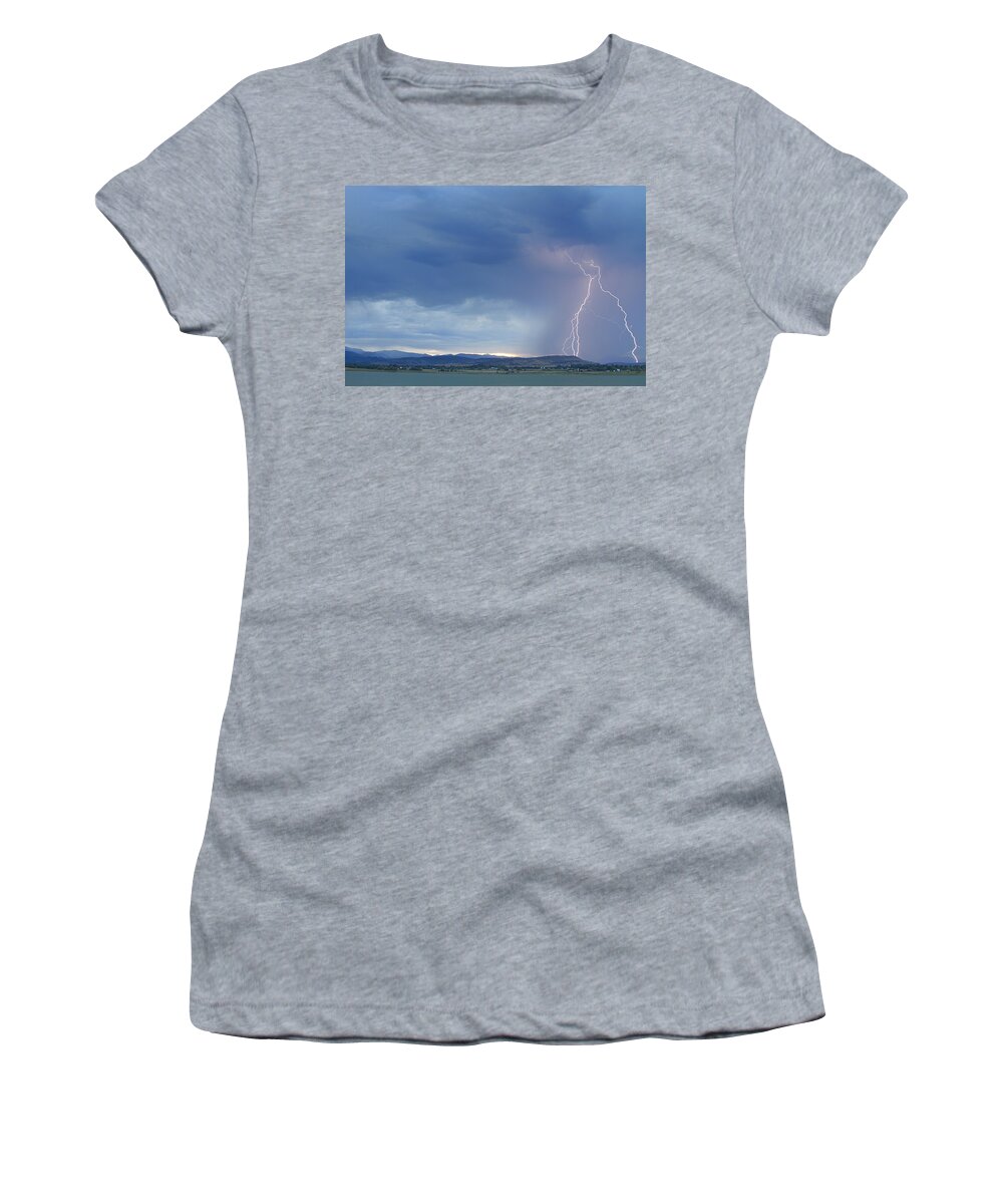 July Women's T-Shirt featuring the photograph Colorado Rocky Mountains Foothills Lightning Strikes by James BO Insogna