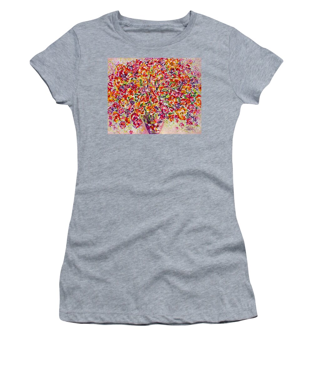 Framed Prints Women's T-Shirt featuring the painting Colorful Organza by Natalie Holland
