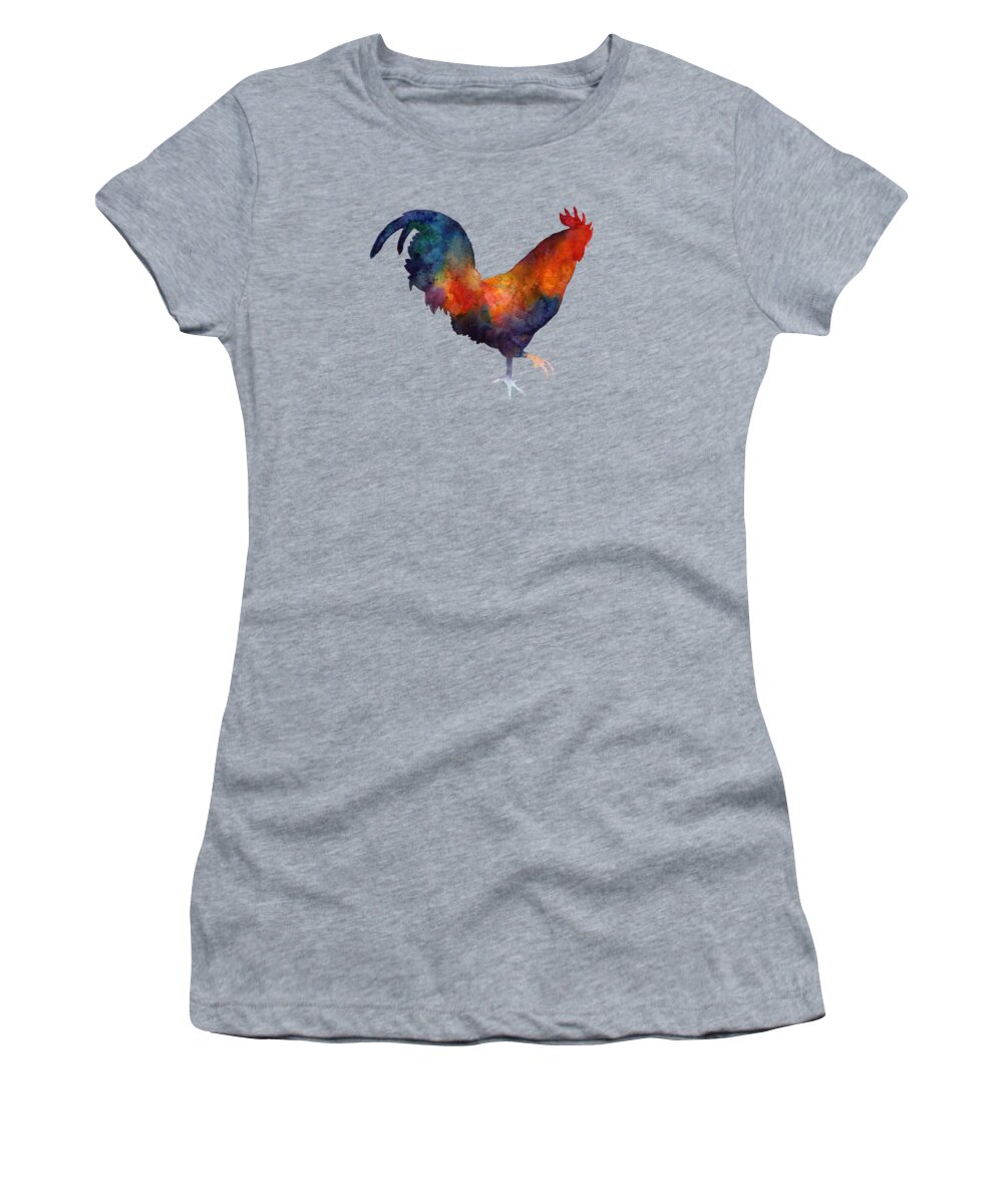 Rooster Women's T-Shirt featuring the painting Colorful Rooster by Hailey E Herrera