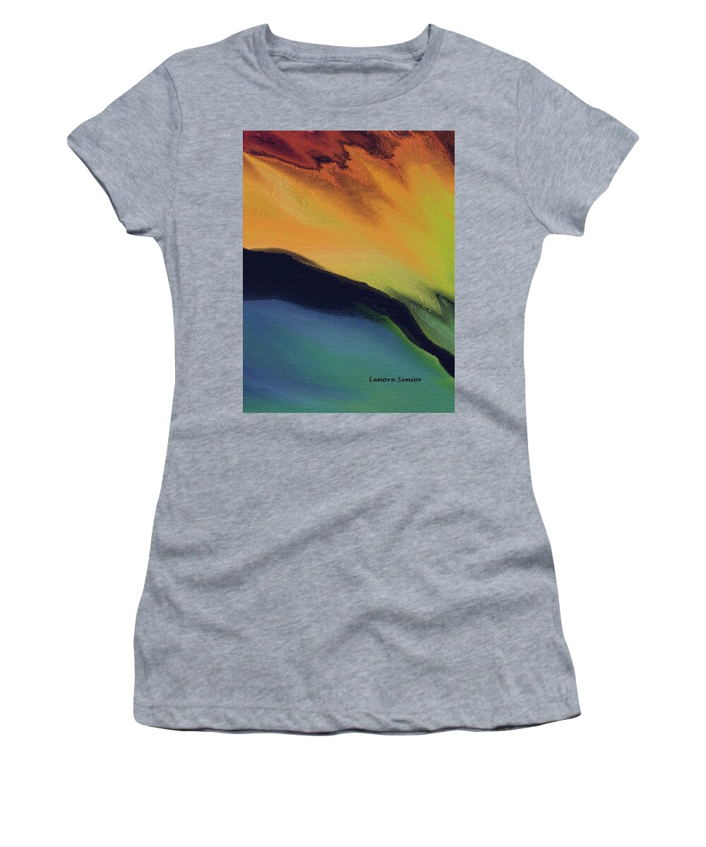 Abstract Women's T-Shirt featuring the painting Colors on the Mountain by Lenore Senior