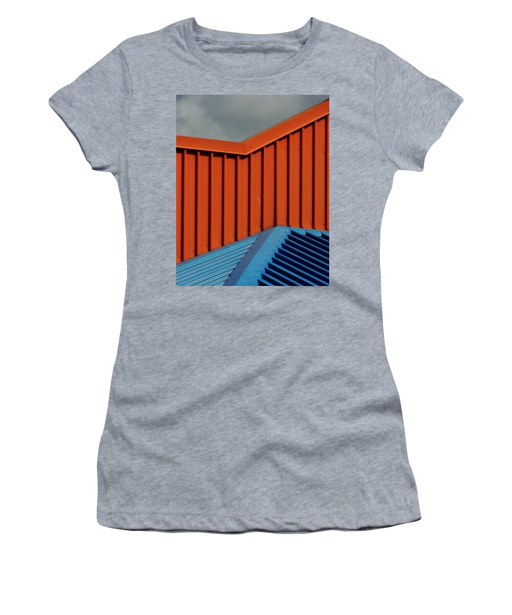 Architectural Abstract Women's T-Shirt featuring the photograph Coloured Corrugations 1 by Denise Clark