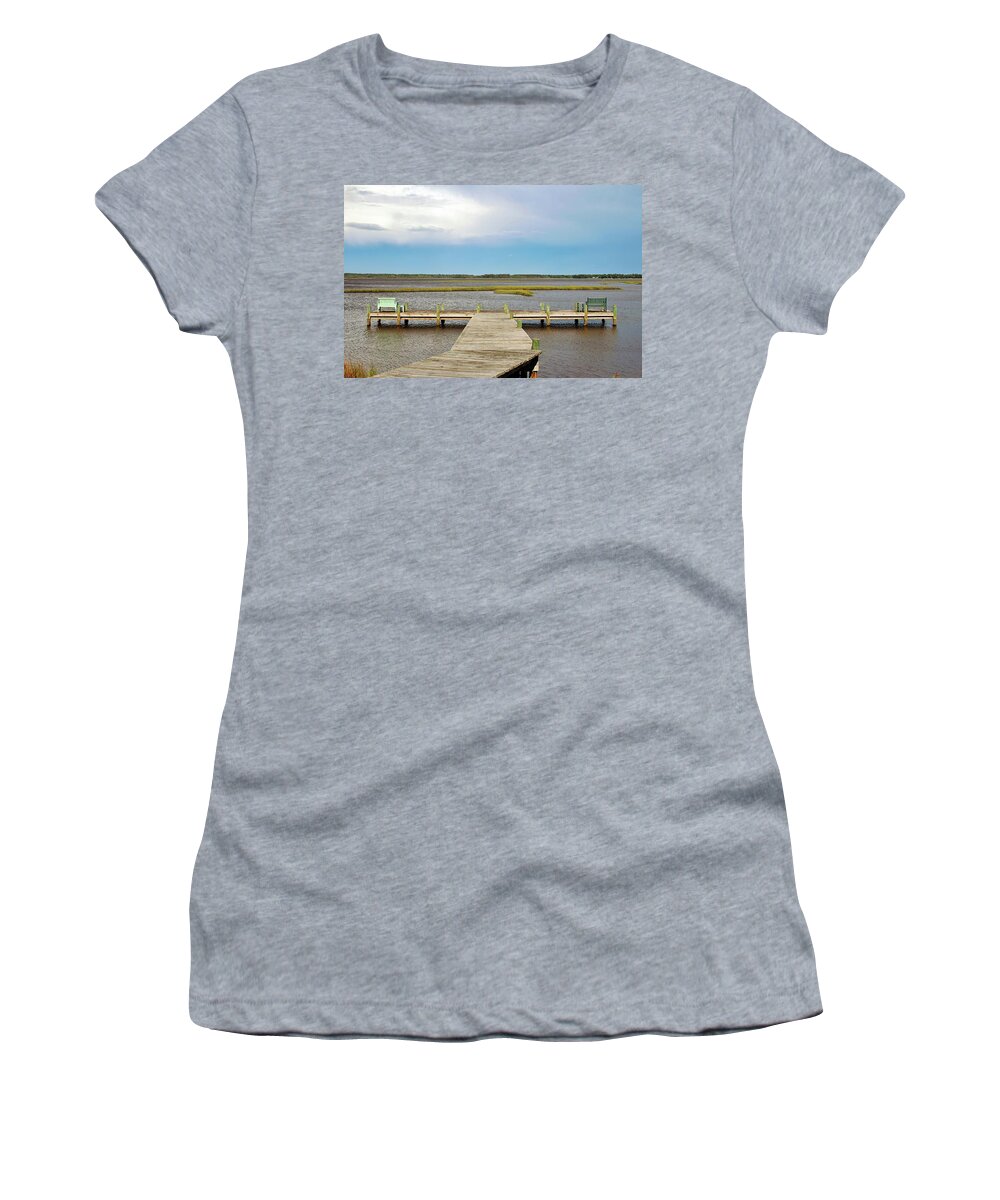 Pier Women's T-Shirt featuring the photograph Come And Share The View by Cynthia Guinn