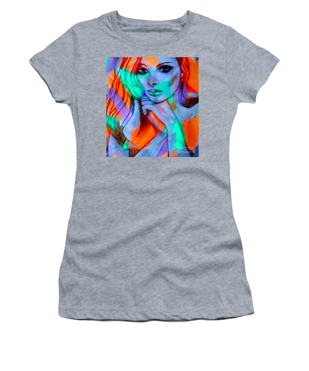 Affordable Original Paintings Women's T-Shirt featuring the painting Comely by Helena Wierzbicki