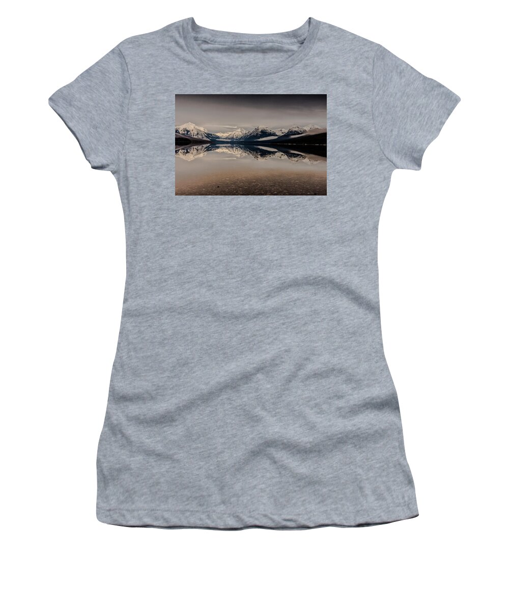 Lake Mcdonald Women's T-Shirt featuring the photograph Lake McDonald Glacier National Park by Greg Wyatt