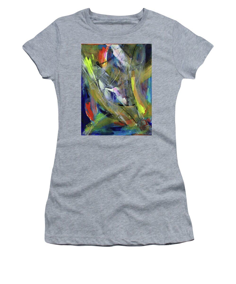 Abstract Women's T-Shirt featuring the painting Composition 20183 by Walter Fahmy