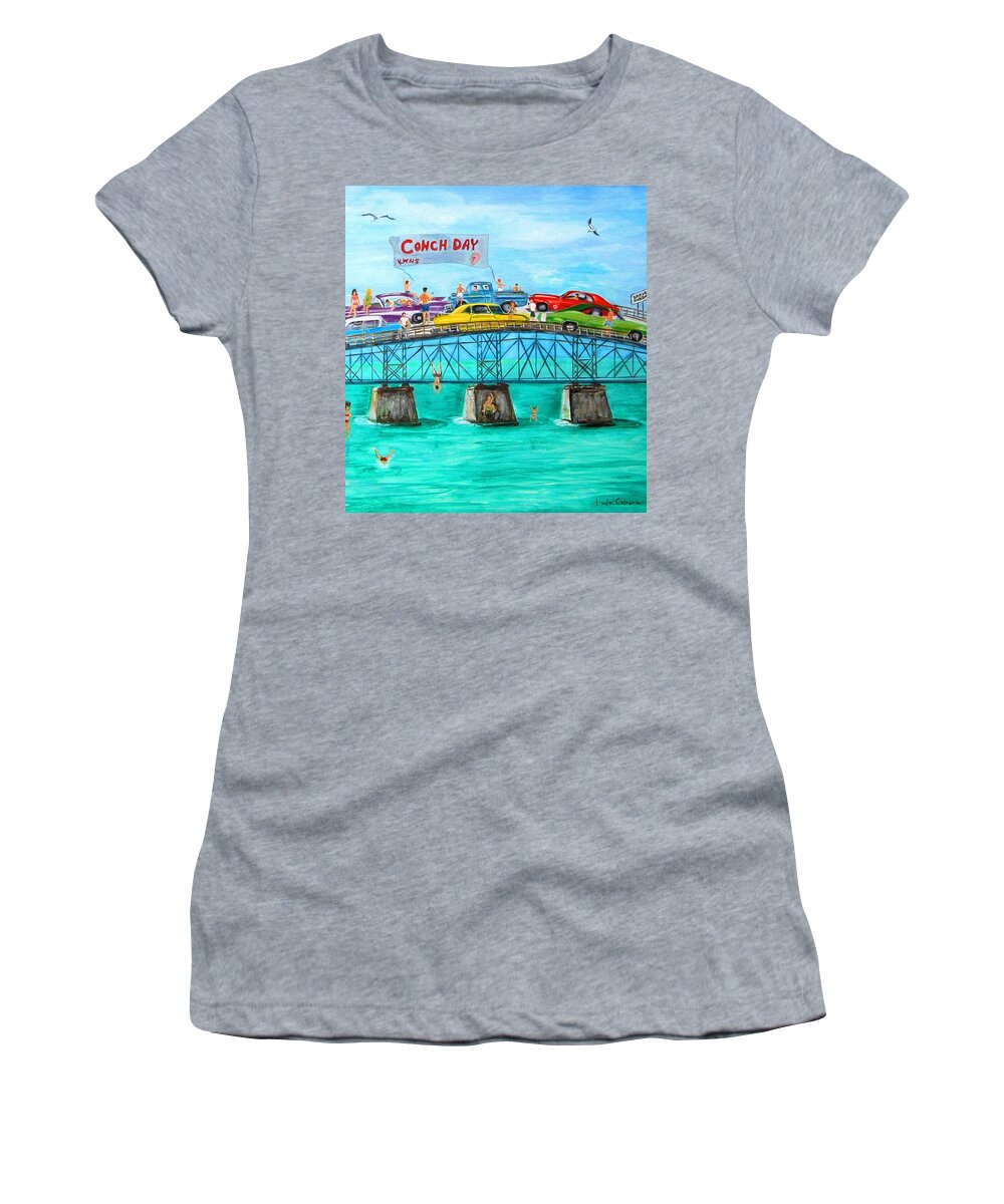 Key West Women's T-Shirt featuring the painting Conch Day by Linda Cabrera