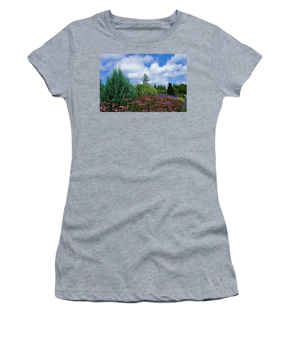 Flowers Women's T-Shirt featuring the photograph Coneflowers and Clouds by Lois Lepisto