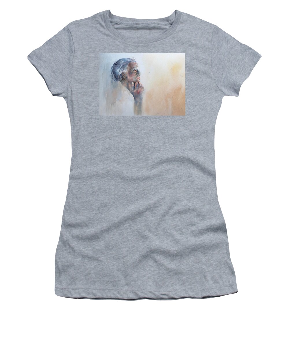 Watercolor Women's T-Shirt featuring the painting Contemplation by Pat Dolan