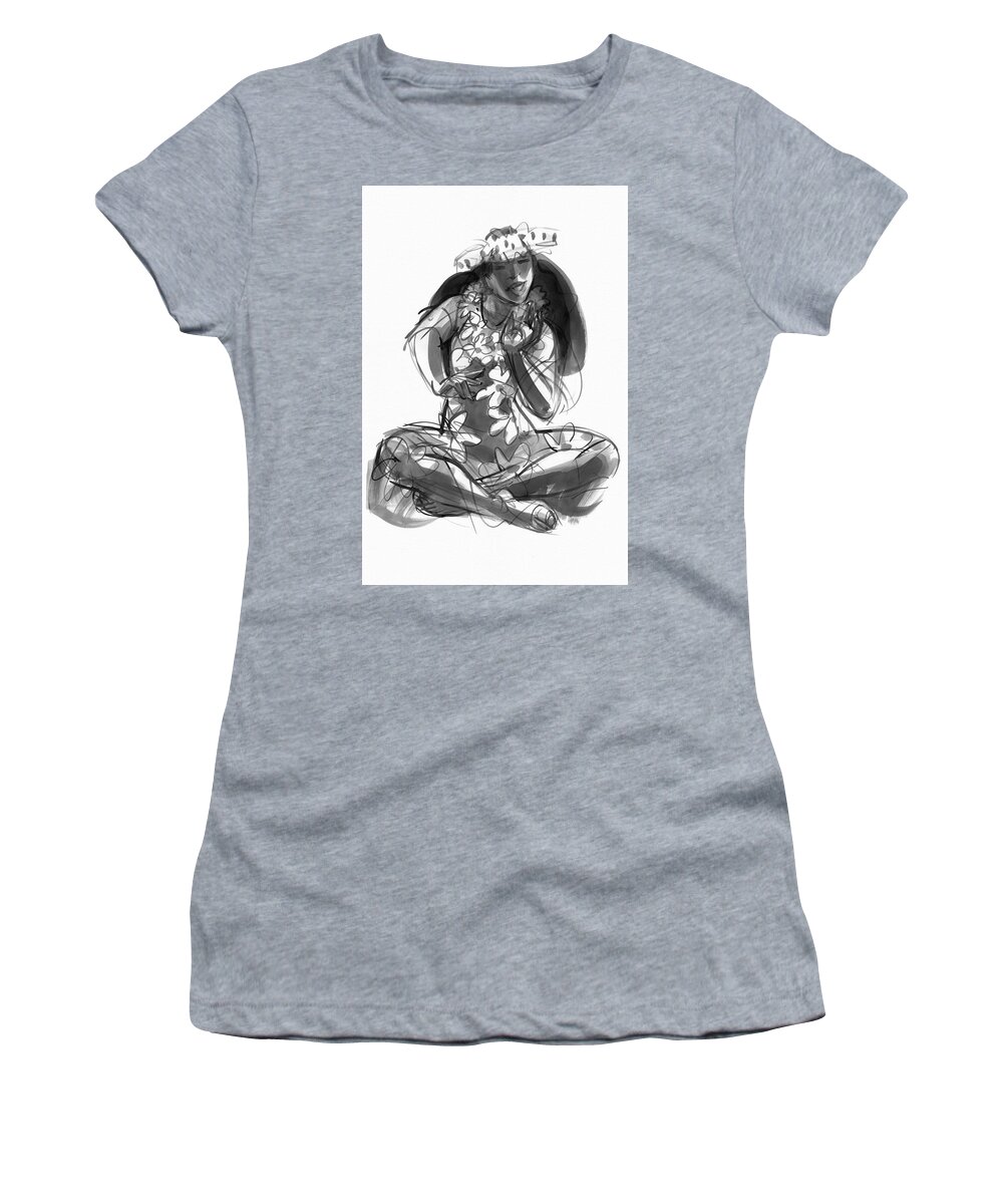 Dance Women's T-Shirt featuring the painting Cook Islands Ute Dancer by Judith Kunzle