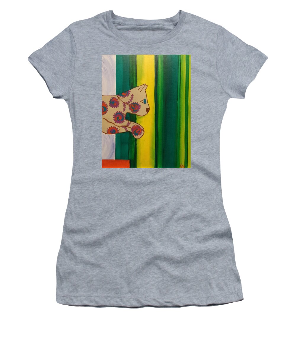 Cat Women's T-Shirt featuring the painting Cool Cat II by Lorraine Centrella