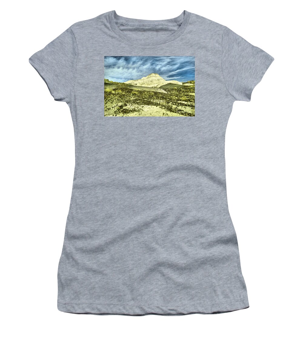 New Mexico Women's T-Shirt featuring the photograph Cool clouds in the Bisti Badlands by Jeff Swan