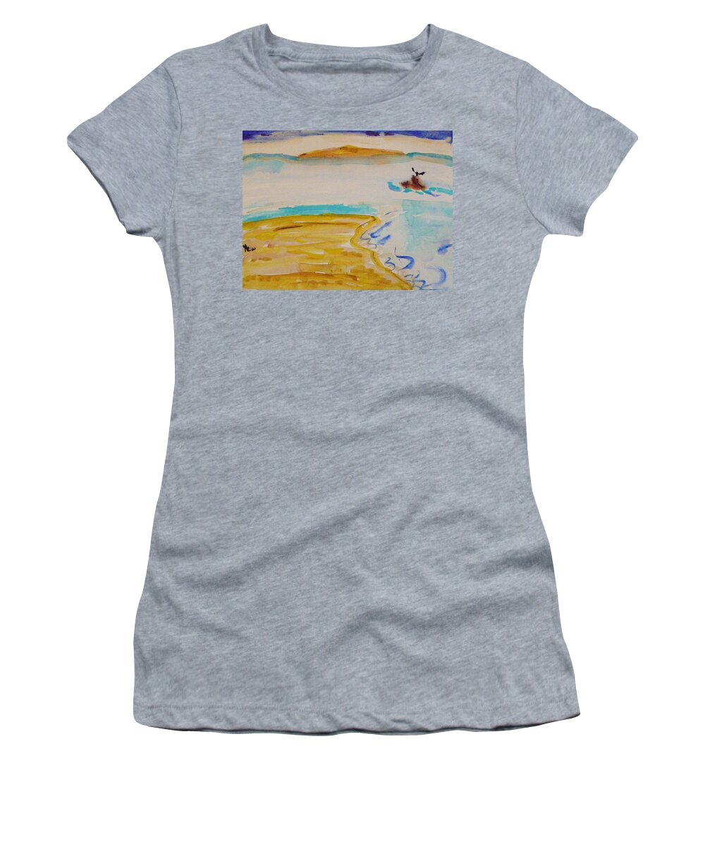 Sea Women's T-Shirt featuring the painting Cormorant Landing by Mary Carol Williams