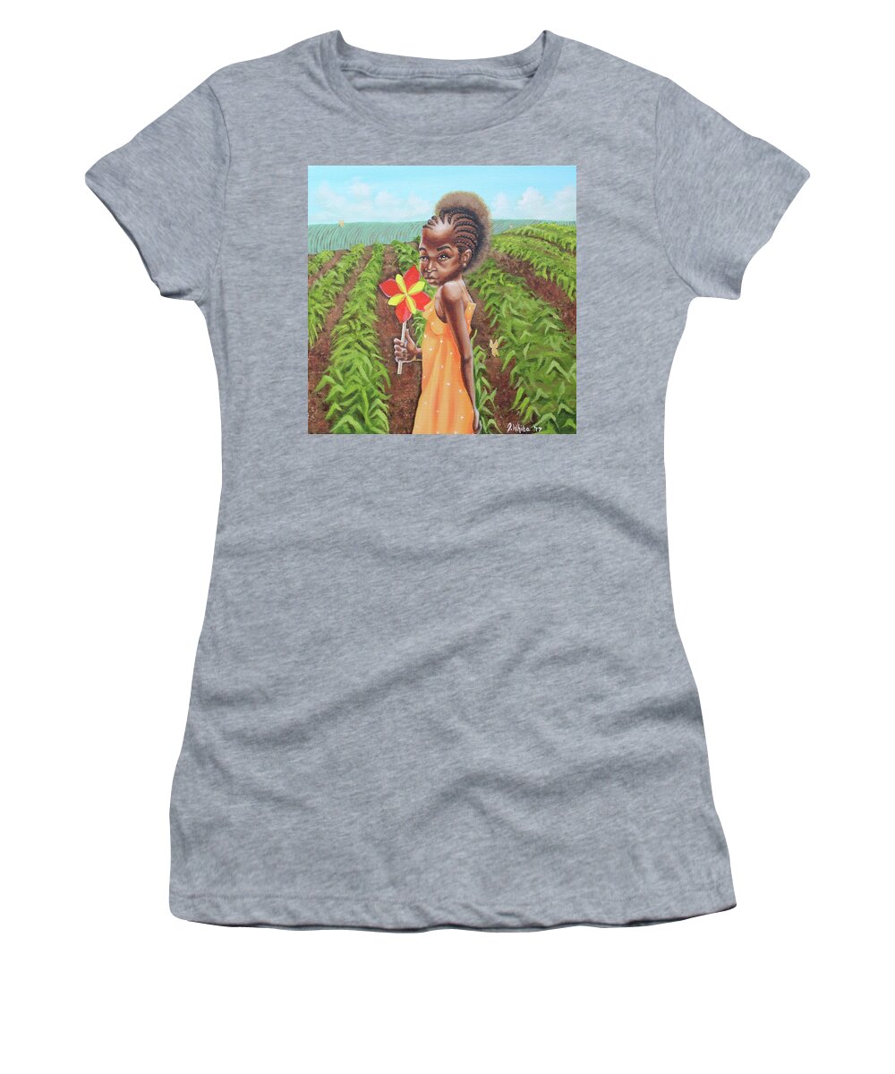 Cornrows Women's T-Shirt featuring the painting Cornrows by Jerome White