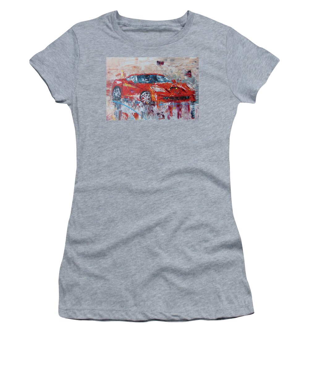 Impressionist Women's T-Shirt featuring the painting Corvette by Frederic Payet