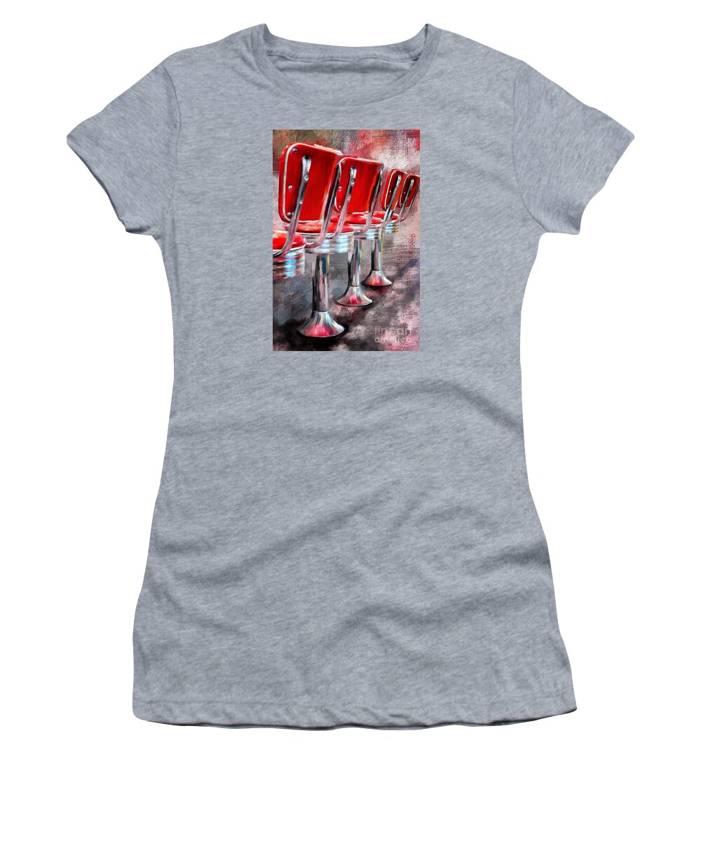 Diner Women's T-Shirt featuring the digital art Counter Seating Available by Lois Bryan