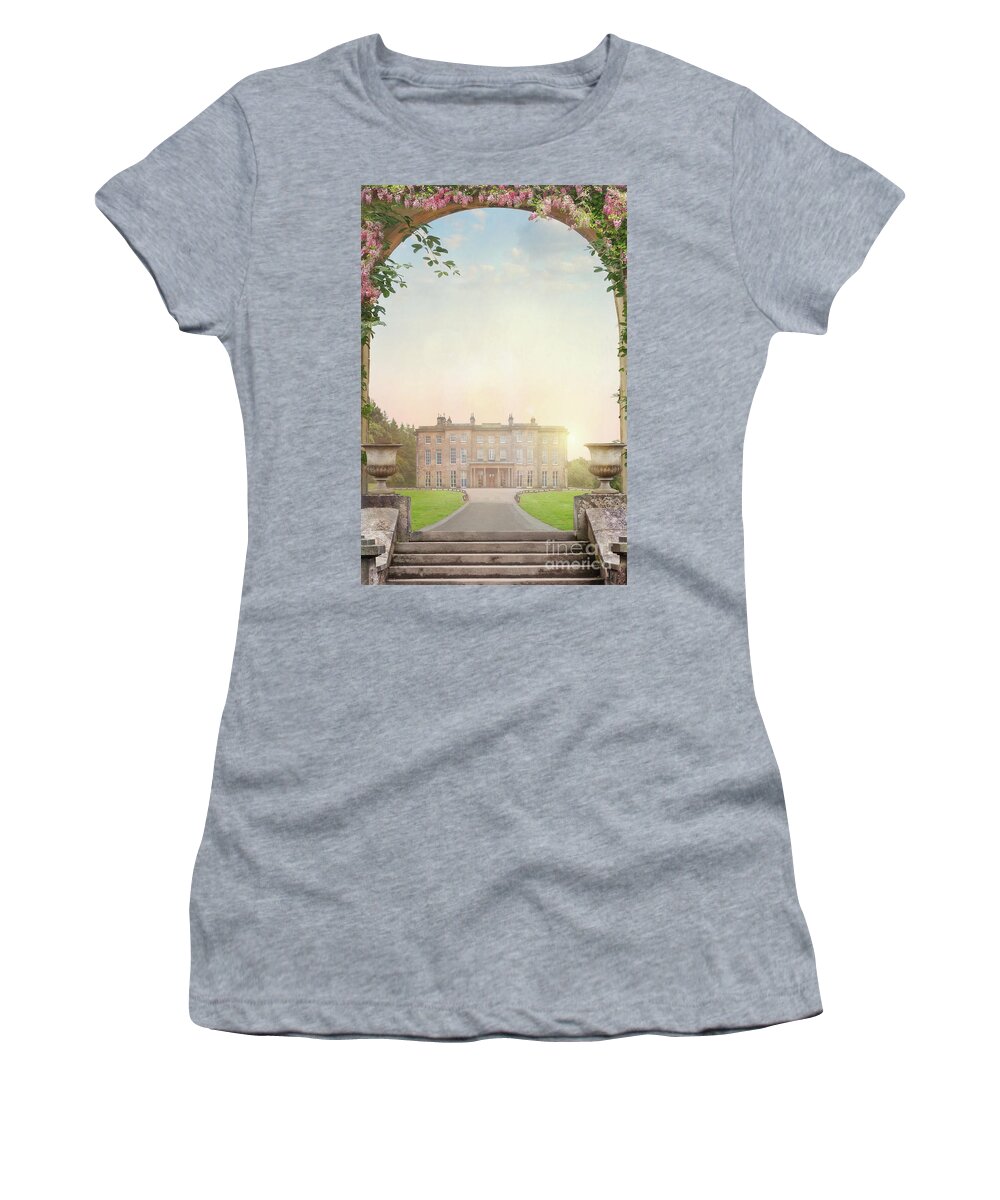 Historic Women's T-Shirt featuring the photograph Country Mansion At Sunset by Lee Avison