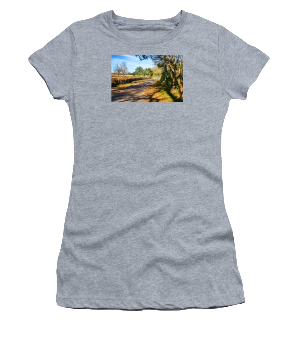 Outdoors Women's T-Shirt featuring the photograph Country Road by Joan Bertucci