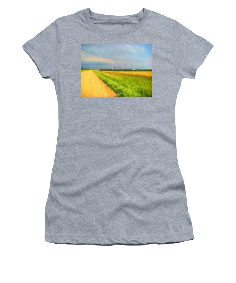 Road Women's T-Shirt featuring the digital art Country Roads by Cathy Anderson